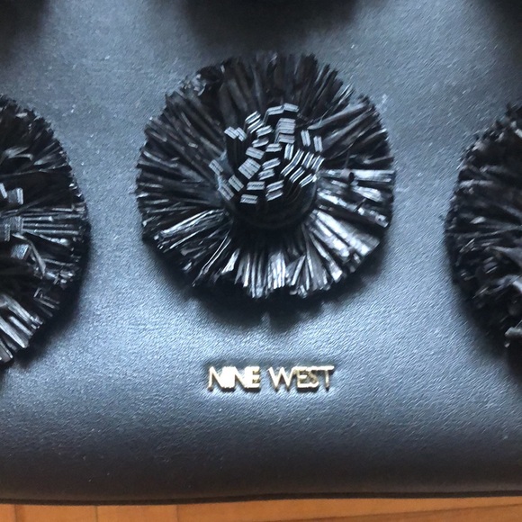 NINE WEST black floral Pom crossbody - Picture 11 of 13